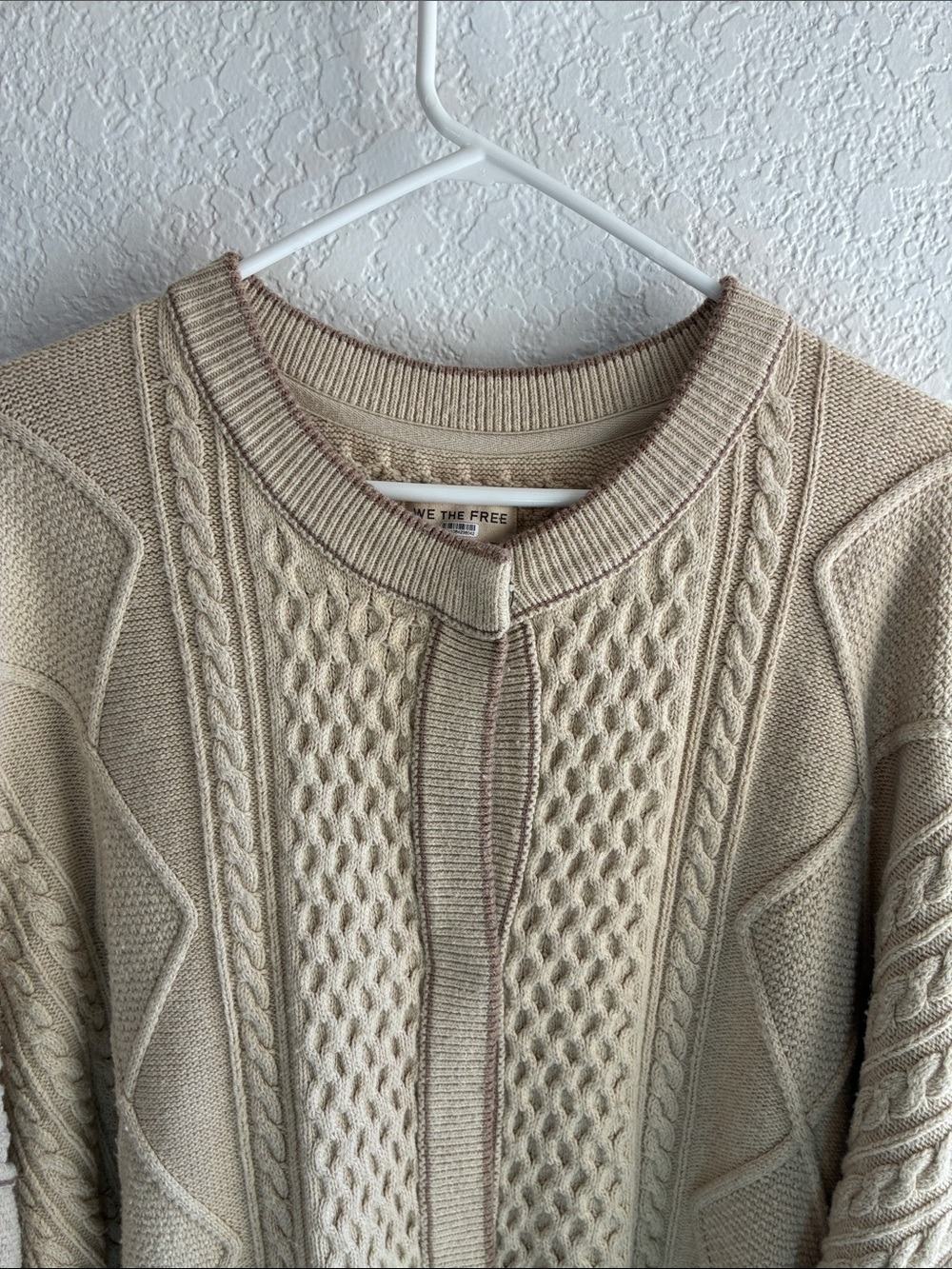 Free People We The Free Tennessee Cable Knit Cardigan Ivory Pockets XL - Picture 5 of 11